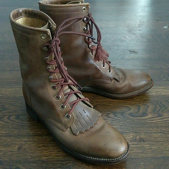 justin lace up ropers